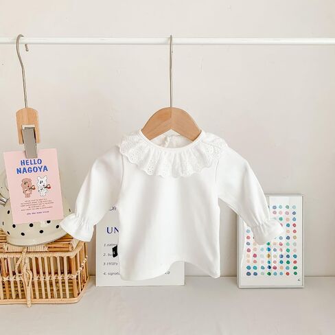 12M-6Y Baby Girls Long Sleeves Solid Color Doll Collar T-Shirt Blouse Toddler Kids Basic Pullover Bottom Tops in Saudi Arabia