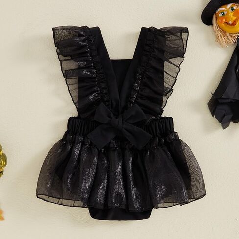 Baby Girl Halloween Outfit Ghost Skeleton Bodysuit Romper Ruffle Tulle Dress Gothic Stuff One Piece Jumpsuit Outfits in Saudi Arabia