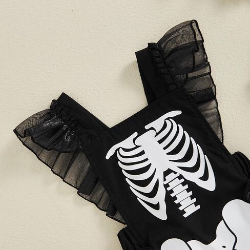 Baby Girl Halloween Outfit Ghost Skeleton Bodysuit Romper Ruffle Tulle Dress Gothic Stuff One Piece Jumpsuit Outfits in Saudi Arabia