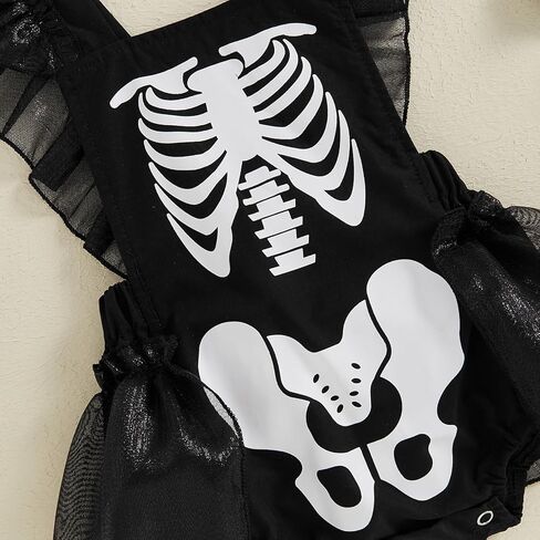 Baby Girl Halloween Outfit Ghost Skeleton Bodysuit Romper Ruffle Tulle Dress Gothic Stuff One Piece Jumpsuit Outfits in Saudi Arabia
