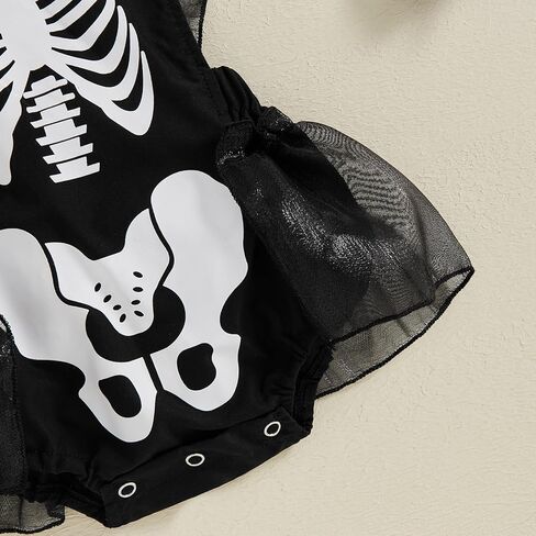 Baby Girl Halloween Outfit Ghost Skeleton Bodysuit Romper Ruffle Tulle Dress Gothic Stuff One Piece Jumpsuit Outfits in Saudi Arabia