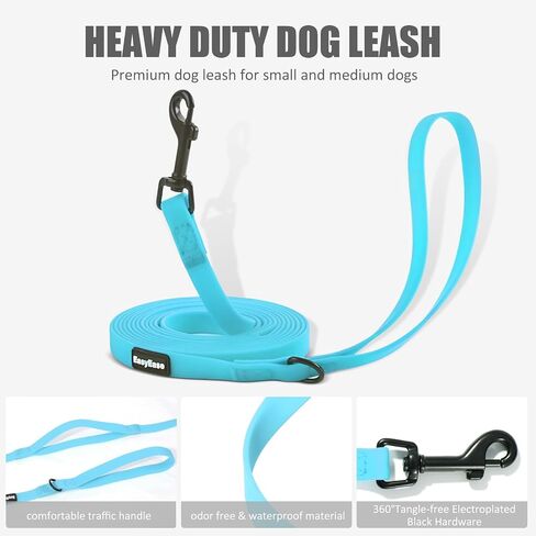Small Dog Dog Leash with Electroplated Black Hardware, Lightweight Dog Leash with Traffic Handle, 10FT Waterproof Black Dog Leash Coated with Durable and Odor Free Material for Small and Medium Dogs in Saudi Arabia