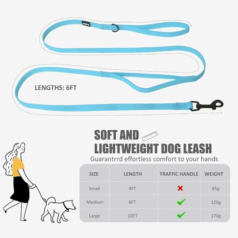 Small Dog Dog Leash with Electroplated Black Hardware, Lightweight Dog Leash with Traffic Handle, 10FT Waterproof Black Dog Leash Coated with Durable and Odor Free Material for Small and Medium Dogs in Saudi Arabia