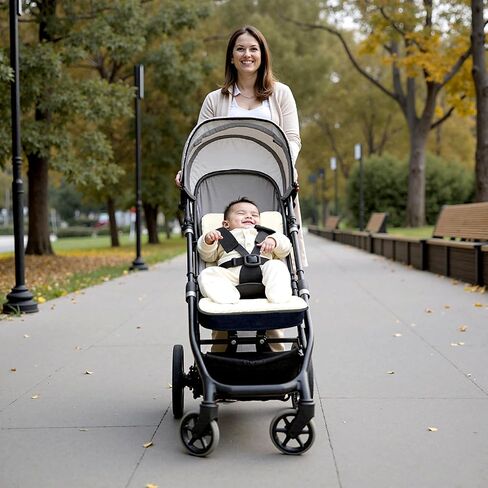 Momcozy Universal Breathable Stroller Liner | Reversible Stroller Cushion | Winter Warm Car Seat Liners | Crib Carriage Cushion Pad | Plush for Winter Use ＆Soft Fabric for All-Season Comfort in Saudi Arabia