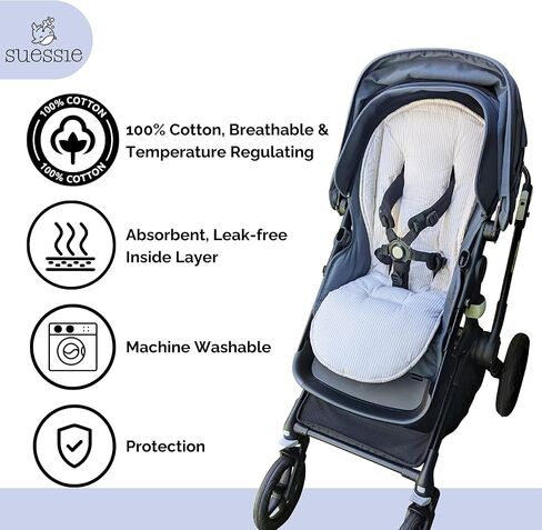 بطانة عربة الأطفال من Suessie - إدراج مقعد عالمي وقابل للعكس، نقاط سوداء in Kuwait