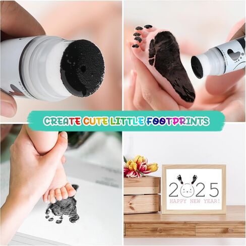 75ml Black Baby Hand and Footprint Ink Kit, Baby Handprint Footprint Paint, Dog Cat Paw Print Kit, Washable, Non Toxic Acid-Free, Safe Gentle for Home Christmas New Year DIY Keepsake Stamp in Saudi Arabia