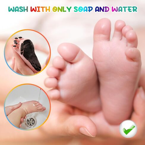 75ml Black Baby Hand and Footprint Ink Kit, Baby Handprint Footprint Paint, Dog Cat Paw Print Kit, Washable, Non Toxic Acid-Free, Safe Gentle for Home Christmas New Year DIY Keepsake Stamp in Saudi Arabia