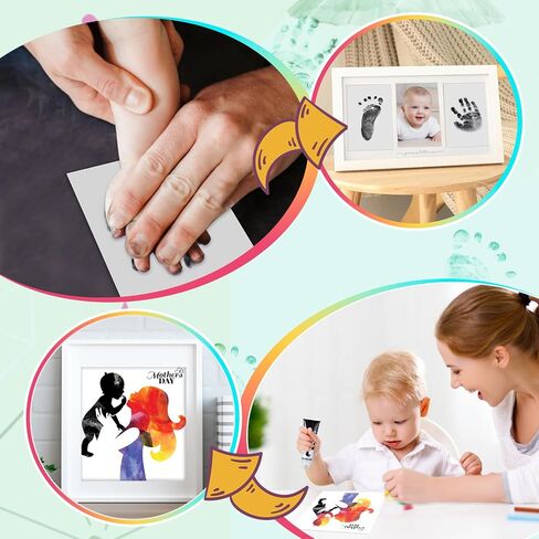 75ml Black Baby Hand and Footprint Ink Kit, Baby Handprint Footprint Paint, Dog Cat Paw Print Kit, Washable, Non Toxic Acid-Free, Safe Gentle for Home Christmas New Year DIY Keepsake Stamp in Saudi Arabia