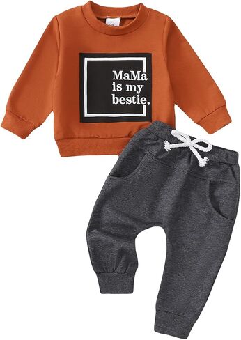 Yvowming Baby Boy Clothes Fall Clothes Truck Print Long Sleeve Pullover Tops + Pant Sets Toddler Winter Outfits in Kuwait