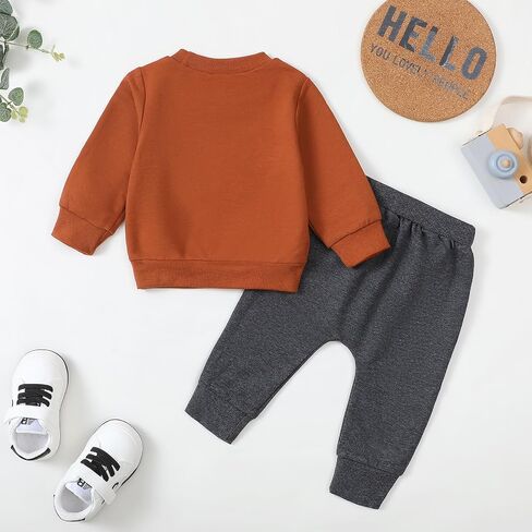 Yvowming Baby Boy Clothes Fall Clothes Truck Print Long Sleeve Pullover Tops + Pant Sets Toddler Winter Outfits in Kuwait