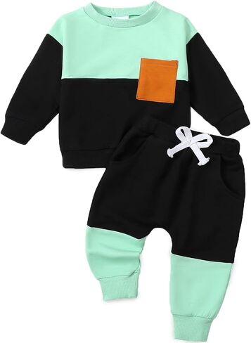 Yvowming Baby Boy Clothes Fall Clothes Truck Print Long Sleeve Pullover Tops + Pant Sets Toddler Winter Outfits in Kuwait
