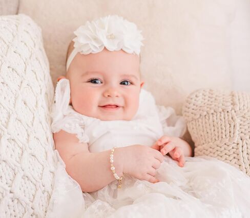 14K Gold-Plated Cherished Babe to Bride Cross Bracelet Gift for Infant Baby Baptism, Christening or Dedication with Cultured Pearls in Saudi Arabia