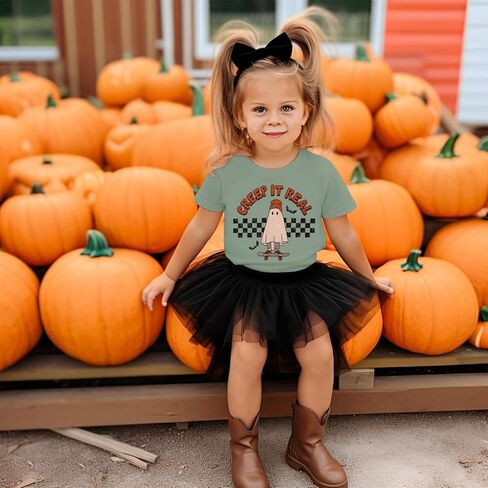 CM C&M WODRO Toddler Halloween Shirt Baby Boy Girl Retro Ghost Skateboarding Tees Cute Spooky Season Creep It Real Clothes in Kuwait