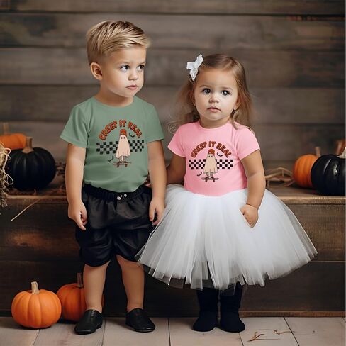 CM C&M WODRO Toddler Halloween Shirt Baby Boy Girl Retro Ghost Skateboarding Tees Cute Spooky Season Creep It Real Clothes in Kuwait