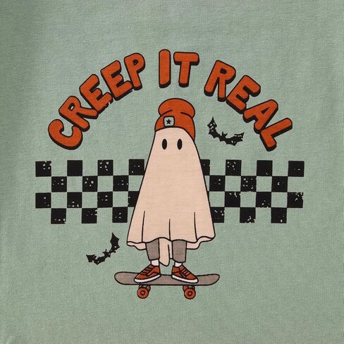 CM C&M WODRO Toddler Halloween Shirt Baby Boy Girl Retro Ghost Skateboarding Tees Cute Spooky Season Creep It Real Clothes in Kuwait