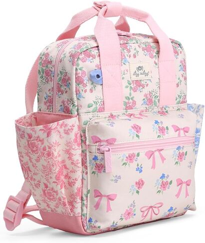 Itzy Ritzy Toddler Backpack - Daycare Bag - Features Adjustable Shoulder Straps, 2 Side Pockets & Spacious Interior with Wipeable Fabric Lining & Name Label, Ribbons & Roses Backpack in Kuwait