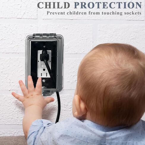 Baby Safety Outlet Cover Box-Key Lock for Much Better Toddler Proofing, Easier Operation, Simple 4 Step Install with Included Screws,Provides Extra Space Inside for Plugs,Adapters in Kuwait