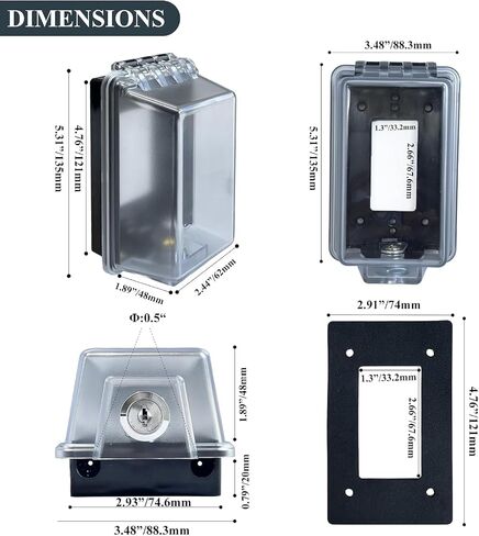 Baby Safety Outlet Cover Box-Key Lock for Much Better Toddler Proofing, Easier Operation, Simple 4 Step Install with Included Screws,Provides Extra Space Inside for Plugs,Adapters in Kuwait