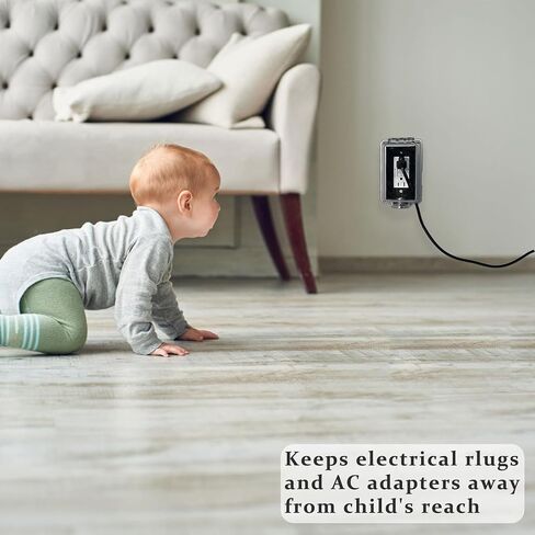 Baby Safety Outlet Cover Box-Key Lock for Much Better Toddler Proofing, Easier Operation, Simple 4 Step Install with Included Screws,Provides Extra Space Inside for Plugs,Adapters in Kuwait