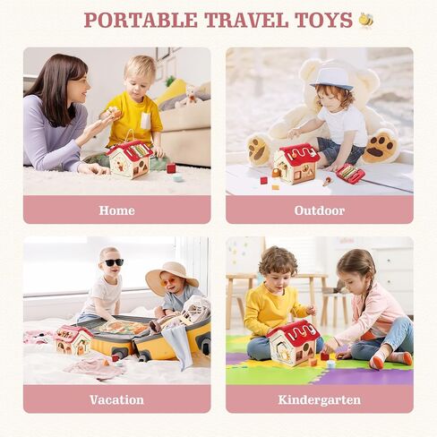 let's make Wooden Activity Cube 10-in-1 Montessori Toys Multi-Functional House Educational Toys Sensory Learning Activity Cube for Toddlers Babies 1st Birthday Gift in Saudi Arabia