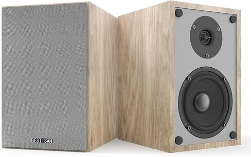 مكبرات صوت على رف الكتب من BESTISAN SR04F-01 مع منفذ بلوتوث ومنفذ فرعي، ومكبرات صوت ستيريو RCA تعمل بالطاقة للأقراص الدوارة، ومشغل التسجيل، وسطح المكتب، والتلفزيون، ومدخل RCA، زوج in Saudi Arabia