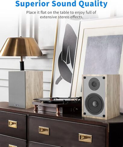 مكبرات صوت على رف الكتب من BESTISAN SR04F-01 مع منفذ بلوتوث ومنفذ فرعي، ومكبرات صوت ستيريو RCA تعمل بالطاقة للأقراص الدوارة، ومشغل التسجيل، وسطح المكتب، والتلفزيون، ومدخل RCA، زوج in Saudi Arabia