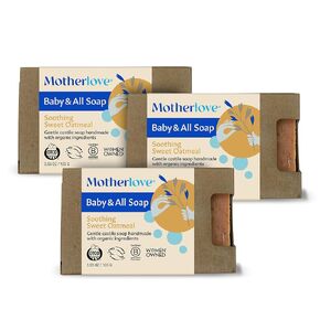 Motherlove Baby & All Soap (3 pack) Gentle Castile Soap Made with Organic Ingredients - Soothing Sweet Oatmeal