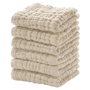 Looxii Muslin Baby Washcloths 6 Pack, 100% Cotton Baby Wash Cloths for Baby Face Body, 12x12 inches Large Soft Absorbent Face Towels for Newborns Gradient Green