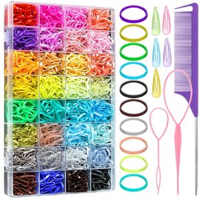 32 Colors Rubber Bands for Hair 2000 Pieces Small Elastic Baby Hair Ties Hair Accessories for Girls Baby Toddlers