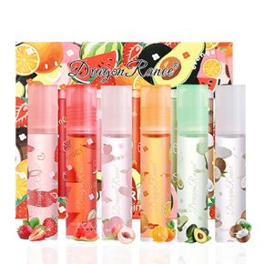 6pcs Tinted Lip Balm Hydrating - Fruit Lip Gloss Set - Roll On Lip Gloss for Women - Travel Size Girls Lip Oil Set - Lip Balm Bulk for Flaky, Dry Lips - Christmas Gifts for Women,Teen Girls Gifts Set