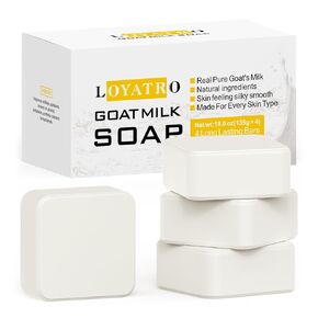 Goat Milk Soap Bar 4.8 oz (4 Bars) For Dry Sensitive Skin. Natural Soap For Women, Men, Kids & Baby. Great For Face & Body