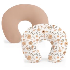 Konssy 2 Pack Nursing Pillow Covers, Stretchy and Soft Nursing Cover for Breastfeeding Pillows, Pillow Slipcover for Baby Girls Boys Newborn (Pink Spring,Pink)