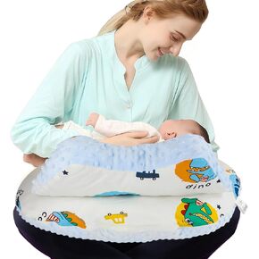 Nursing Pillow for Breastfeeding - Breast Feeding Pillow for More Support with Comfortable Cotton Material Removable Cotton Cover, Adjustable Waist Strap, Security Fence for Baby Boy and Girl