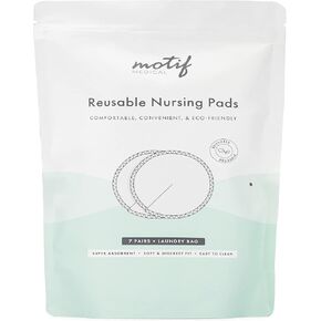 Motif Medical Reusable Nursing Pads, Leak Protection, Machine Washable, 7 Pairs