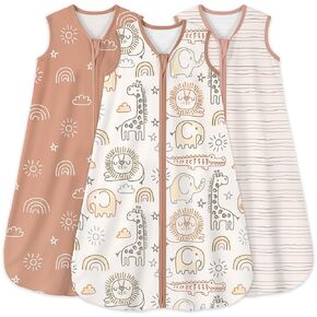 Yoofoss Baby Sleep Sack 6-12 Months 0.5 Tog Wearable Blanket for Baby, 3 Pack 100% Cotton Infant Toddler Sleeping Sack 2-Way Zipper Lightweight Sleep Sack