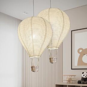 2PCS fabric Hot air balloon lampshade decorations hanging 14inch pendant light shade Gifts for children Nursery Kids kid's living room chandelier new born baby room decor