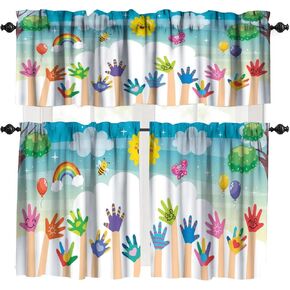Animals Window Valance, Baby Animals Watercolor Woodland Forest Nature Valance Curtains for Kids Nursery Bedroom Drapes Valance for Kitchen Bedroom 54x18 Inch, 1 Panel