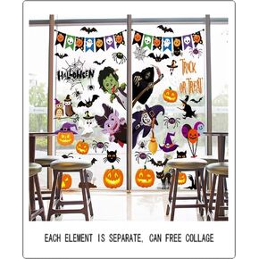 Halloween Window Stickers Total - 9 Pages 56 Stickers，Cute Decorative Stickers for The Party，for The Kids' Halloween Decorations