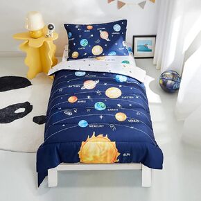 PINNKKU 4-Piece Toddler Bedding Set, Includes 1 Flat Sheet, 1 Fitted Sheet, 1 Comforter and 1 Reversible Pillowcase, Standard Toddler Comforter & Sheet Set, Ultra Soft Toddler Bed Set, Butterfly