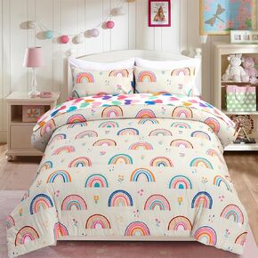 NTBED Rainbow Comforter Set with Sheets,5 Pieces Butterfly Bed in a Bag Twin Size for Girls, Lightweight Microfiber Kids Bedding Sets
