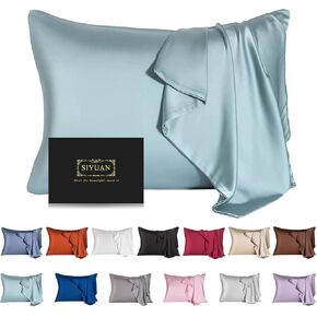 Mulberry Silk Pillowcase for Hair and Skin,Toddler Size Kids Silk Pillow Case with Hidden Zipper,Allergen Proof Dual Sides Soft Breathable Smooth Silk Pillow Cover(Toddler,Aqua Blue)