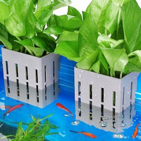 حامل نباتات حوض السمك المحسن مزود بخطافات وأكواب شفط لزراعة نباتات Aquaponic وديكورات Aquascape (شبه شفافة)