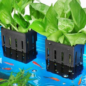 Upgraded Aquarium Plant Holder with Hooks and Suction Cups for Fish Tank Aquaponic Plant Cultivation and Aquascape Decorations (Semitransparent)