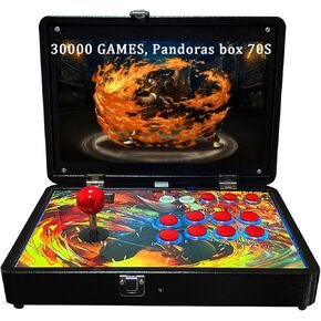 وحدة تحكم ألعاب آركيد محمولة 30000 في 1 شاشة 14 بوصة عالية الدقة ومشغل واحد Pandoras Box 70S، آلة ألعاب فيديو قديمة بقدرة 9000 مللي أمبير في الساعة للبحث/الإخفاء/الحفظ/التحميل/الإيقاف المؤقت للألعاب