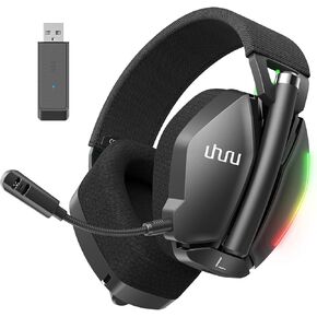 UHURU Dual Wireless Gaming Headset with Microphone for PS5 PS4 PC: Gaming Headphones with Stereo Sound - 32Hr Battery - Cool RGB
