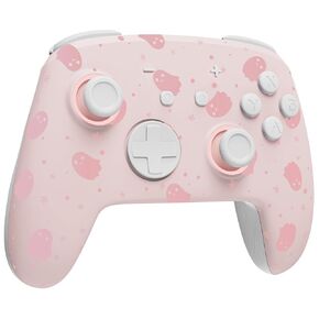 PALPOW [Luminous Pattern] Switch Pro Controller Compatible with Switch/OLED/Lite, Firefly Switch Controller Wireless Gamepad with 7 LED Colors/Paddle/Turbo for Halloween - Ghost Pink