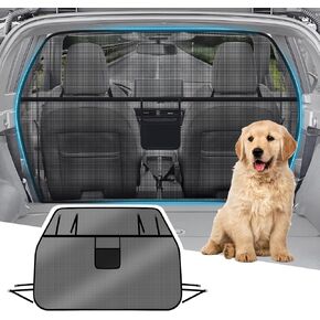 Foldable Dog Car Barrier One-Piece Design, 61.4" Wide Dog Car Divider Back Seat Barrier for 2nd 3rd Row Seats or Cargo Area, Pet Barrier for Car Large SUVs and Full Sized Vehicles