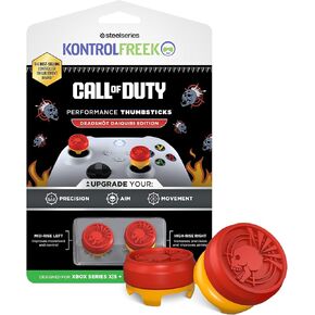 KontrolFreek Call of Duty Deadshot Edition Performance Thumbsticks for Xbox Series X (XBX) and Xbox One (XB1) | 1 High-Rise, 1 Mid-Rise | Red/Yellow