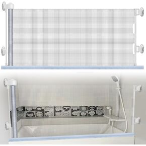 Retractable Bathtub Splash Guard for Tub Kids, Bath Splash Guard for Toddlers Kids Baby, Baby Gate with Clear & Locked Design, No Mess Water Spill in Bathroom