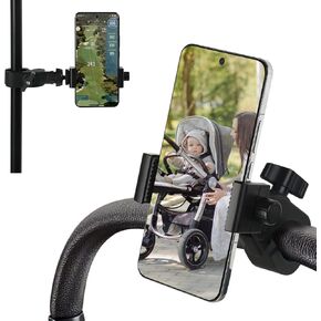 ONEDONE Stroller Phone Holder Mount for Baby Universal Phone Holder for Stroller Golf Cart Bike Shopping Cart Stroller Phone Mount Horizontal & Vertical Uses Cell Phone Clamp